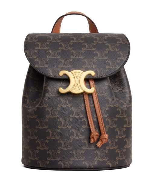 Celine Backpack Celine Bonnie In Triomphe Canvas And Calfskin Coffee